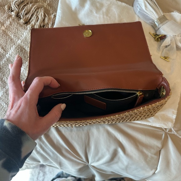 Yves Saint Laurent Natural Raffia Shoulder Bag with Gold Chain - Picture 5 of 8